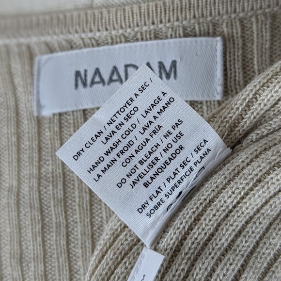 NAADAM Cardigan Faux Pearl Button Front Short Sleeve Silk Cashmere Linen M NWOT - Picture 10 of 12